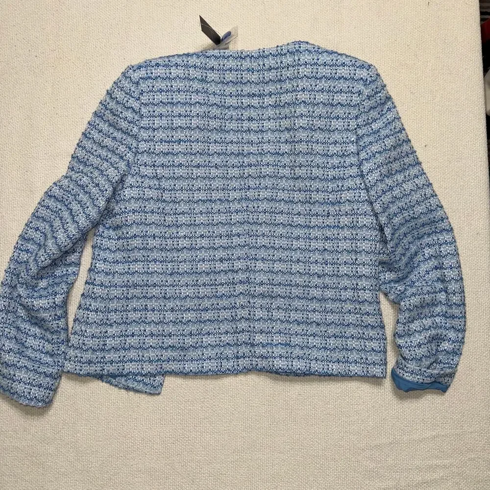 Tahari Blue Tweed Jacket | Sz S/P - Picture 6 of 6